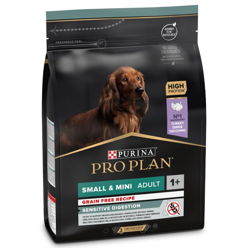 Pro Plan Sensitive Digestion Grain Free Small & Mini - Ração seca para cão adulto pequeno - Peru