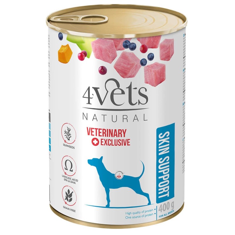 4Vets Skin Support - Alimento em patê para cão para suporte da saúde da pele