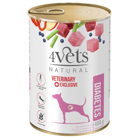 4Vets Diabetes - Alimento em patê para cão com diabetes