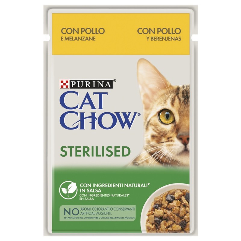 Cat Chow Sterilised Gato adulto Frango e beringela em molho