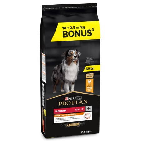 Pro Plan Everyday Nutrition Medium 14+2,5 kg GRÁTIS - Ração seca para cão adulto médio - Frango