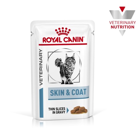 Royal Canin VET Skin & Coat - Alimento em molho para gato com dermatite e queda de pelo