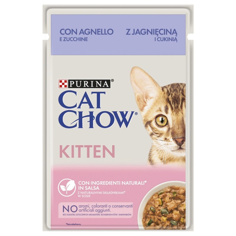 Cat Chow Kitten Borrego e curgete em molho