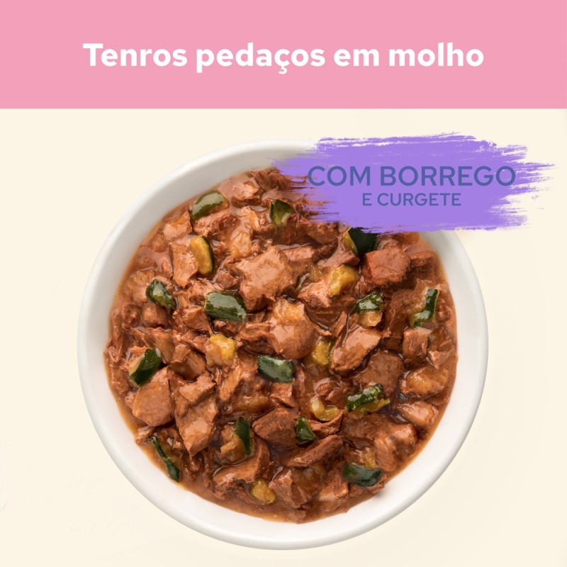 Cat Chow Kitten Borrego e curgete em molho