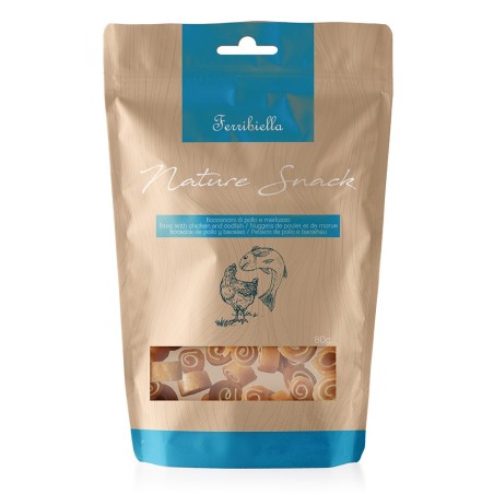 Bites de frango e bacalhau para cães - Ferribiella