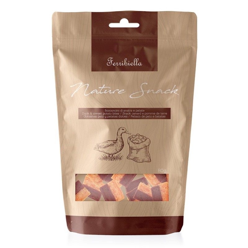 Petiscos de pato e batata para cães - Ferribiella