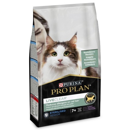 Pro Plan LiveClear Sterilised Senior 7+ - Ração seca para gato sénior para redução de alergénios - Peru