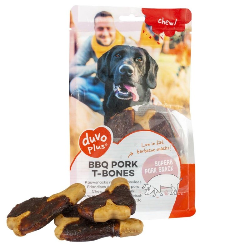 Snack BBQ T-Bone de porco para cão - Duvo Plus