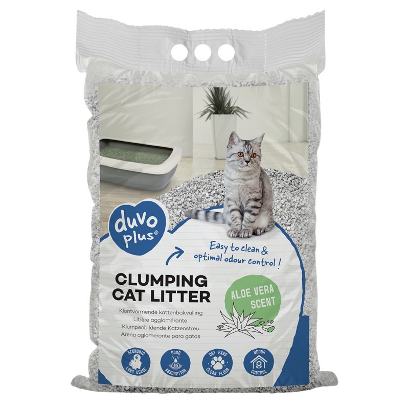 Areia aglomerante com aloe vera para gato - Duvo Plus
