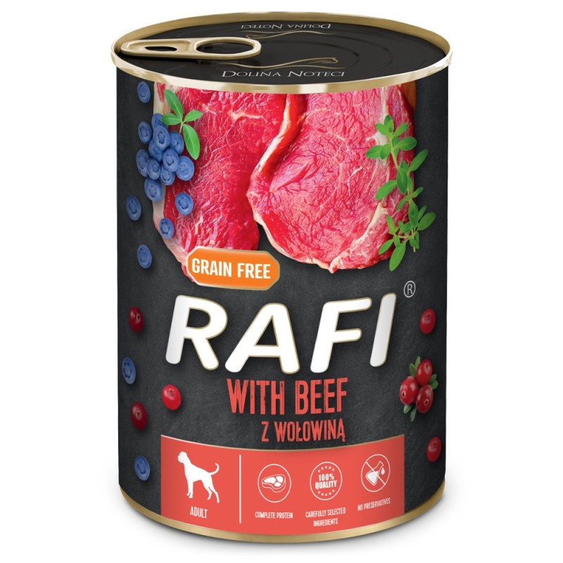 RAFI Cão adulto - Alimento em patê de vaca, arandos e mirtilos