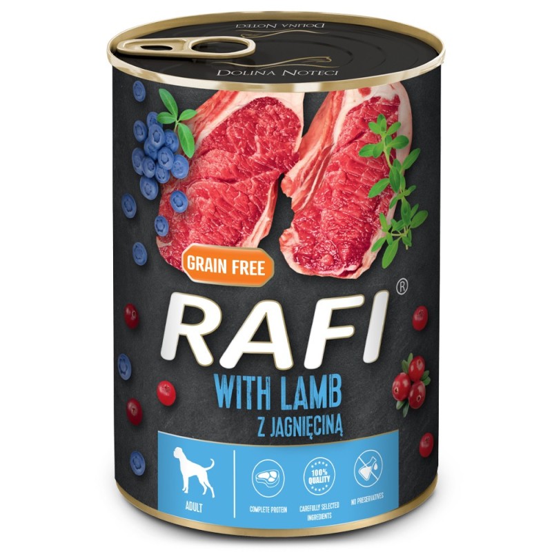 RAFI Cão adulto - Alimento em patê de borrego, arandos e mirtilos