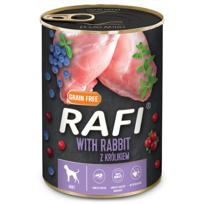 RAFI Cão adulto - Alimento em patê de coelho, arandos e mirtilos