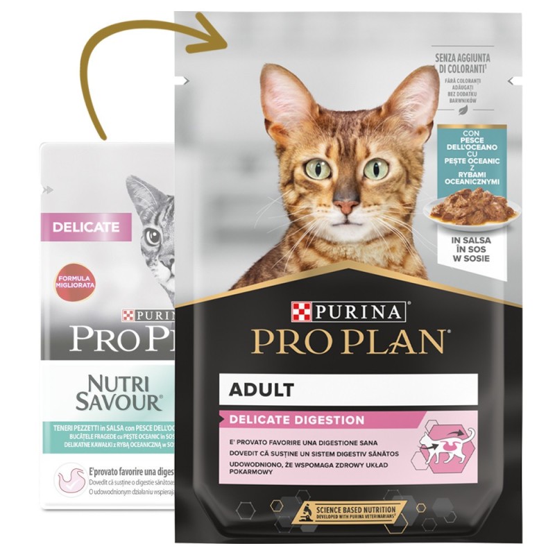 Pro Plan Delicate Digestion - Alimento em molho para gato adulto sensível - Peixe do oceano