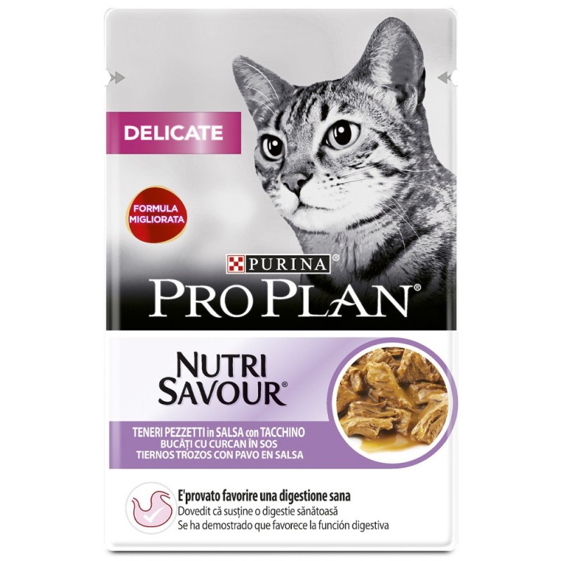 Pro Plan Nutrisavour Delicate - Alimento em molho para gato adulto sensível - Peru