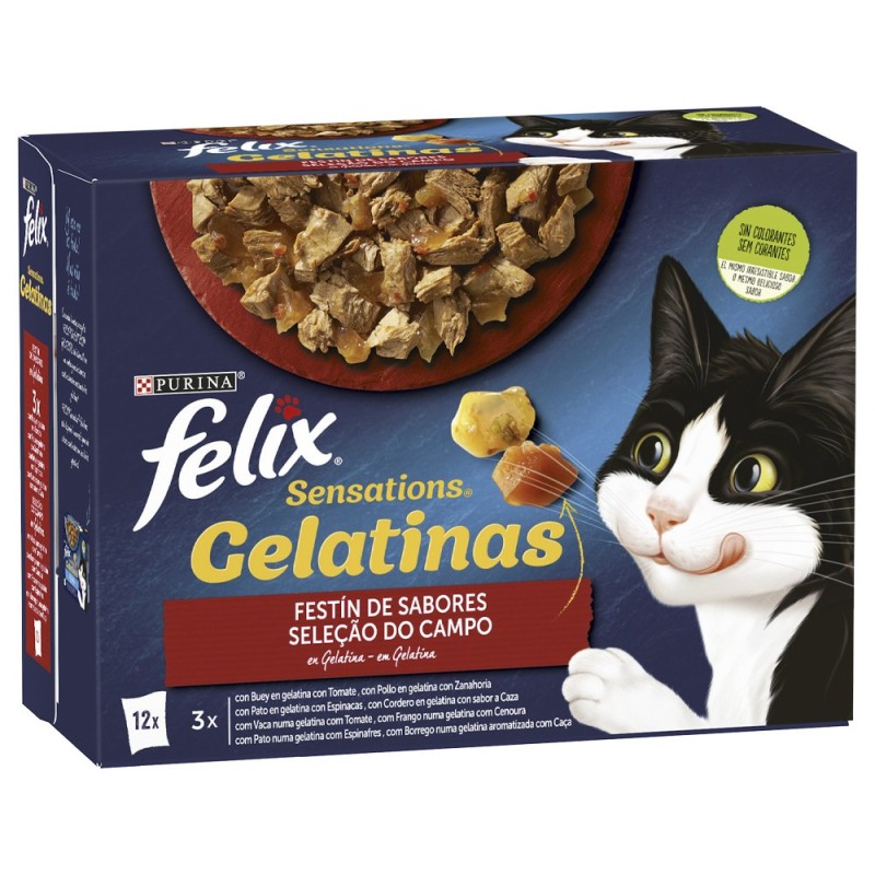 Felix Sensations - Seleção do campo em gelatina - Vaca, frango, pato e borrego