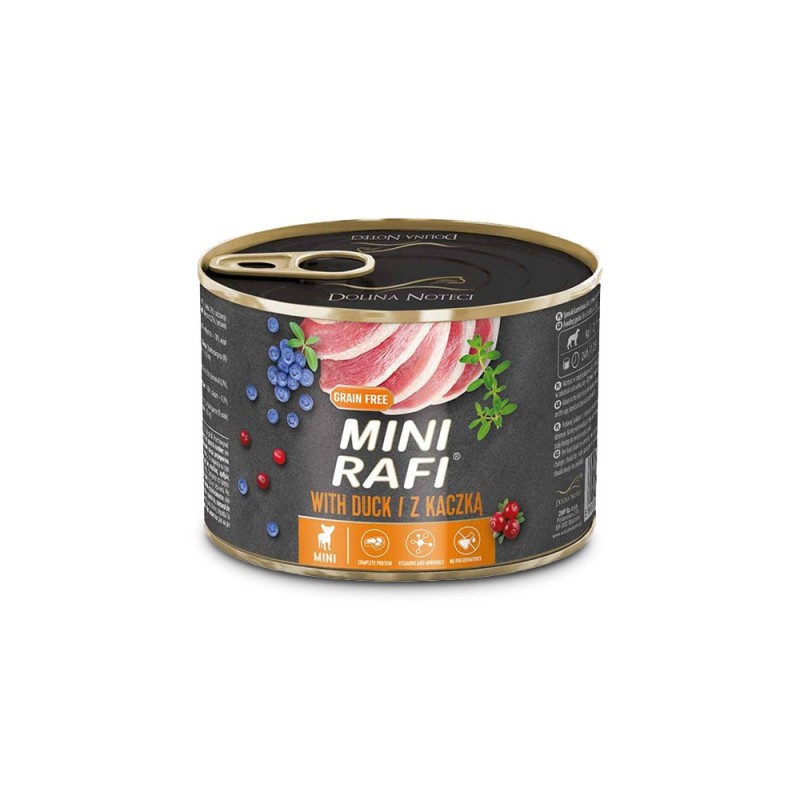 RAFI Cão adulto mini - Alimento em patê de pato, arandos e mirtilos