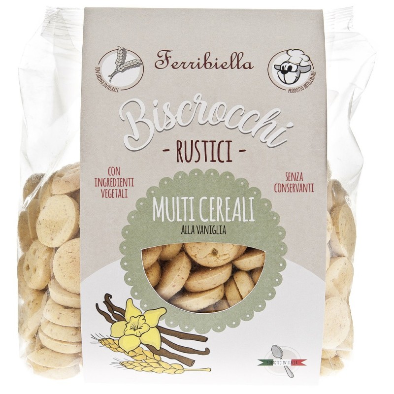 Biscoitos vegetais Biscrocchi Rustici multicereais para cães - Ferribiella