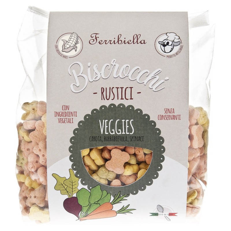 Biscoitos vegetais Biscrocchi Rustici veggies para cães - Ferribiella