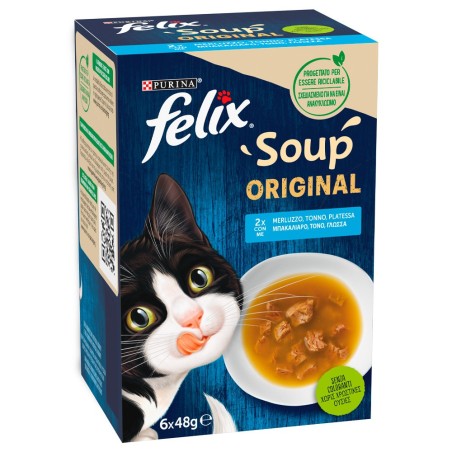 Felix Soup Original Seleção de peixe - Sopa para gatos - Bacalhau, atum e solha