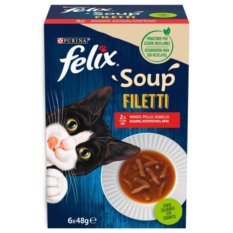 Felix Soup Filetti Seleção do campo - Sopa para gatos - Vaca, frango e borrego