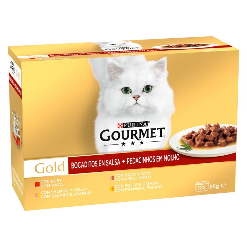 Gourmet Gold Pedacinhos em molho para gato - Pack 12 - Carnes