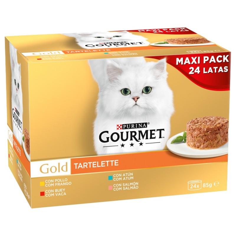 Gourmet Gold Tartelette para gato - Frango, vaca, atum e salmão