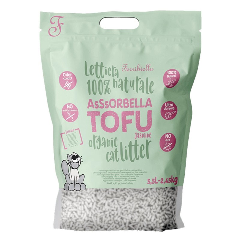 Areia aglomerante de Tofu com cheiro a Jasmim para gatos - Ferribiella