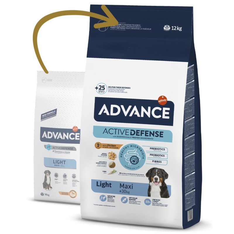 Advance Light Maxi - Ração seca para cão adulto grande para controlo do peso - Frango e arroz