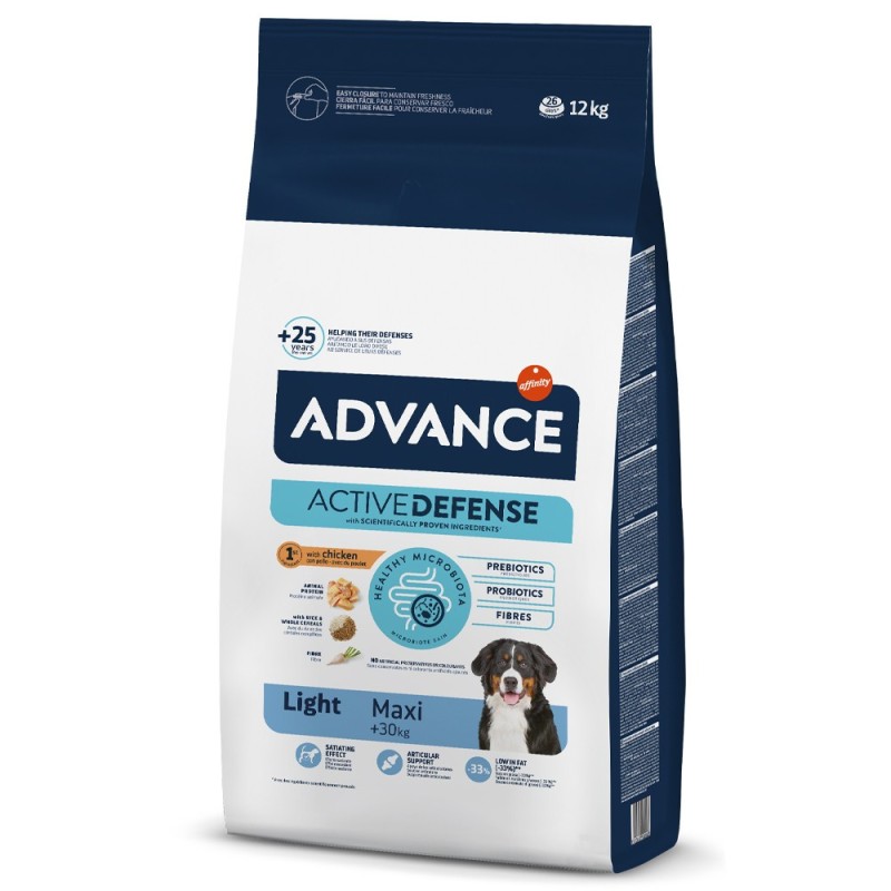 Advance Light Maxi - Ração seca para cão adulto grande para controlo do peso - Frango e arroz