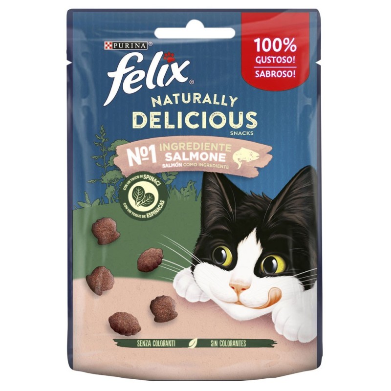 Felix Naturally Delicious - Snacks para gato - Salmão e espinafre