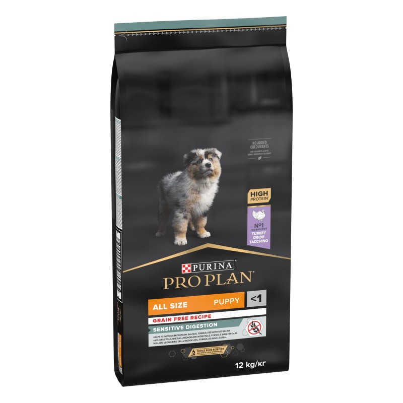 Pro Plan Sensitive Digestion Grain Free Puppy - Ração seca para cachorro com sensibilidade digestiva - Peru