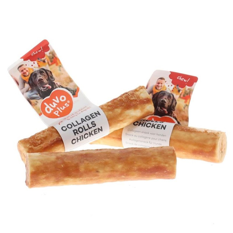 Snacks em rolos de colagénio com frango para cão - Duvo Plus