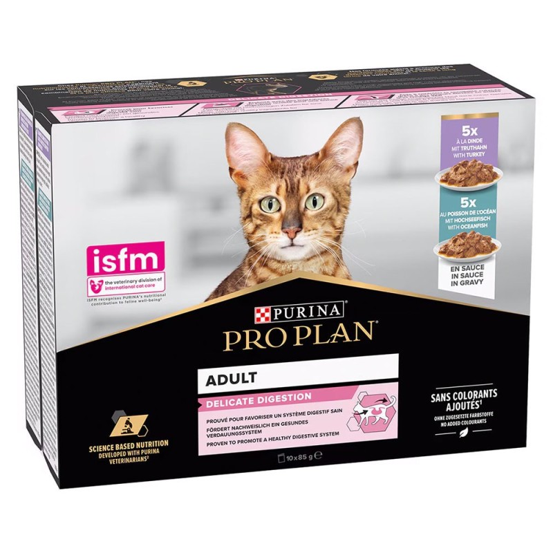 Pro Plan Delicate Digestion - Alimento em molho para gato adulto com sensibilidade digestiva - Multipack