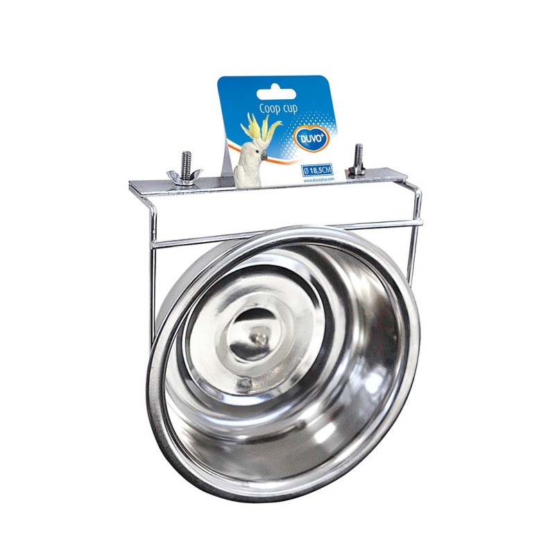 Comedouro em inox com 2 parafusos para aves - Duvo Plus
