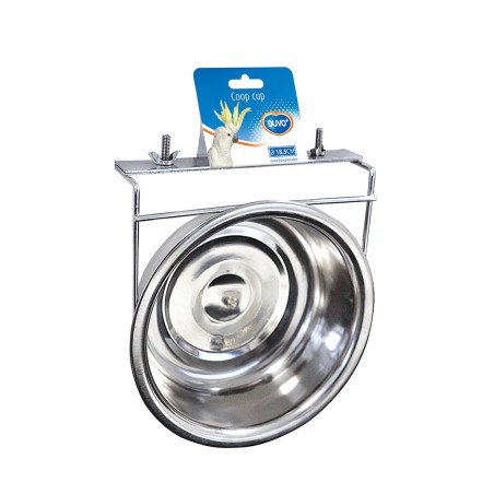 Comedouro em inox com 2 parafusos para aves - Duvo Plus
